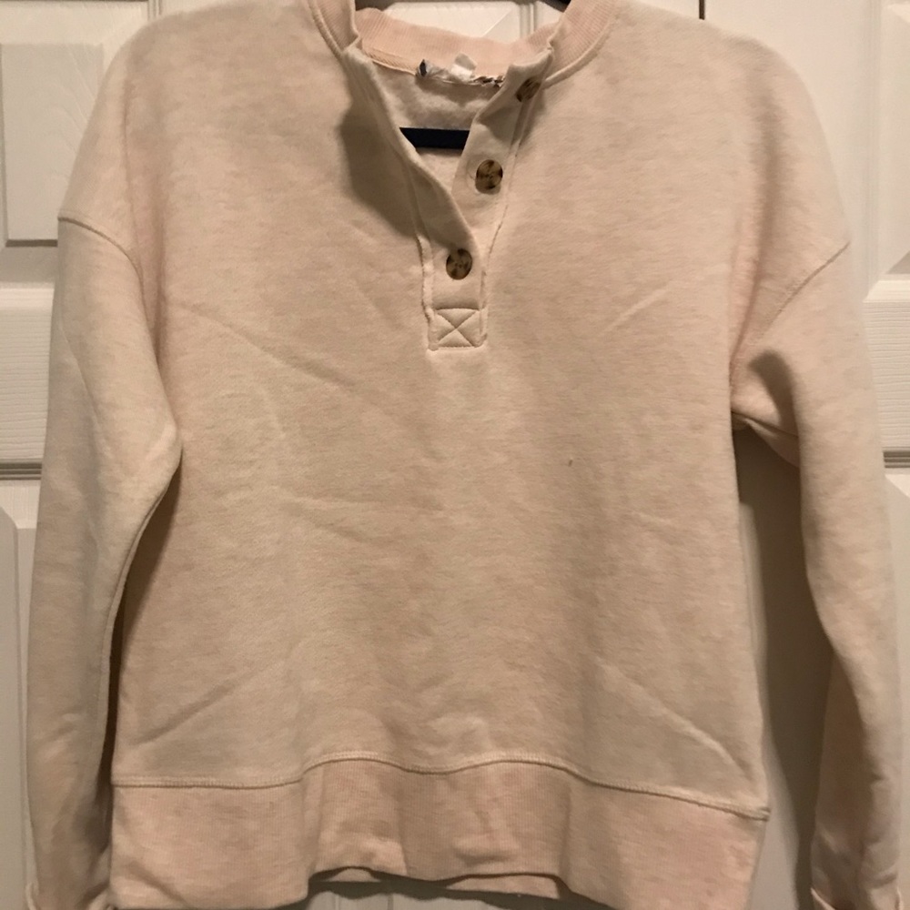 Button crew neck sweatshirt